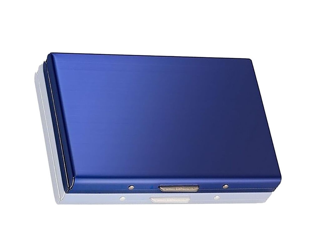 2863 Stainless Steel Card Holder Case, 10-Slot, Blue, 3.93 x 2.95 x 0.98